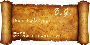 Beer Györgyi névjegykártya